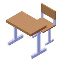 School desk and chair isometric projection representing studying and learning vector