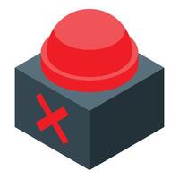 Red button showing a cross sign on a gray box, deactivated alarm system vector