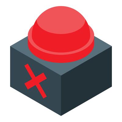 Red button showing a cross sign on a gray box, deactivated alarm system