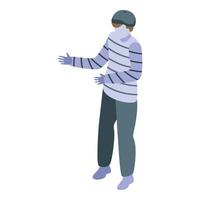 Mime artist performing a pantomime, communicating through gestures vector