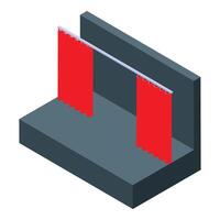 Red curtains covering stage in isometric view vector