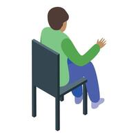 Man sitting on chair gesturing with hand vector