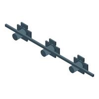 Spot lighting system showing three lights mounted on metal bar vector