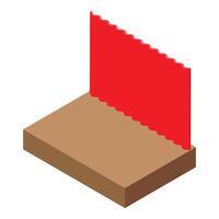 Red curtain partially covering wooden stage in isometric view vector