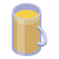 Glass mug containing refreshing yellow drink in isometric view vector