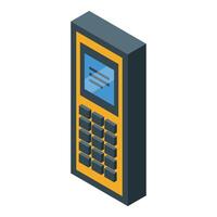 Portable data collector with numeric keypad and display showing information vector