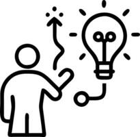 Innovator studies concept map faint sparks loop chest expands mild synergy emerges bridging gaps forging bright ideas vector