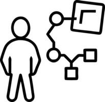 Innovator stares conceptual map hue nodes shift chest loosens silent threads link fresh solutions spark core vector