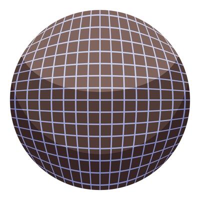 Brown sphere covered with a grid creating a geometric pattern