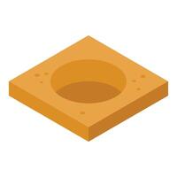 Exploring the depths, discovering a circular pit in a sandy landscape vector