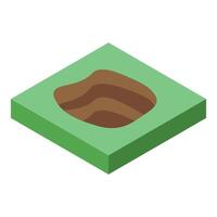 Isometric hole ground showing empty pit excavation representing construction vector