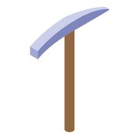 Isometric pickaxe mining tool with wooden handle vector