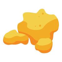 Irregular gold nuggets sparkling on white background vector