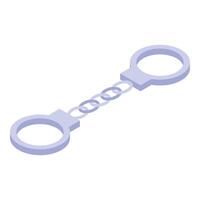 Handcuffs connected by chain restraining freedom in isometric view vector