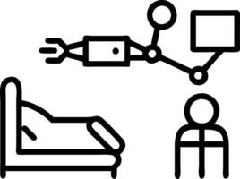 hospital environment high tech equipment robotic arms smart monitors instant diagnostics virtual consults AI support optimized decisions better outcomes vector