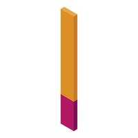 Vertical bar chart representing partial completion in isometric view vector