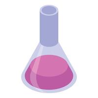 Chemical erlenmeyer flask containing pink liquid solution for scientific experiment vector