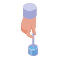 Scientist measuring ph level with litmus paper in beaker icon vector