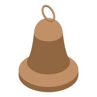 Brown simple bell ringing with metal handle isometric icon vector