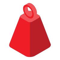 Red weight representing measurement, lifting, and heavy object in isometric view vector