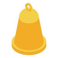 Golden bell icon symbolizing notifications and alerts in isometric view vector