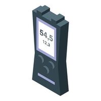 Portable glucose meter showing blood sugar level on display vector