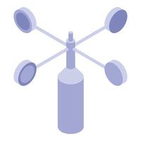 Anemometer measuring wind speed and direction in isometric view vector