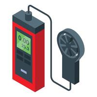 Digital anemometer measuring wind speed with sensor and display vector