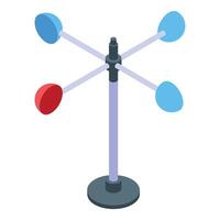 Colorful anemometer measuring wind speed and direction isometric icon vector