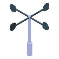 Anemometer measuring wind speed and direction with four cups vector