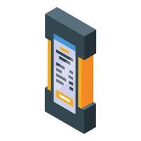 Interactive kiosk showing information and options, digital signage displaying data vector
