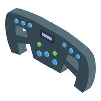 Modern steering wheel with buttons and display showing driving information vector