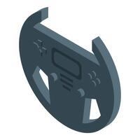 Racing steering wheel with buttons and display isometric icon vector