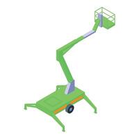 Lifting platform on wheels extending its arm for maintenance or construction work vector