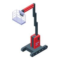 Lifting platform reaching high with empty basket in isometric view vector