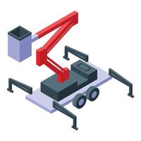 Lifting platform machinery operating with hydraulic arm extended vector