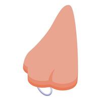 Nose piercing showing septum ring isometric view vector