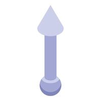 Vertical metal barbell piercing with cone and ball ends vector