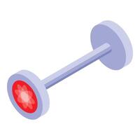 Tongue piercing barbell showing red flower design isometric icon vector