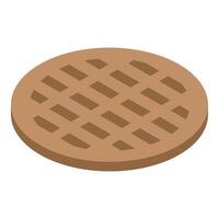 Round waffle showing grid pattern on light background vector