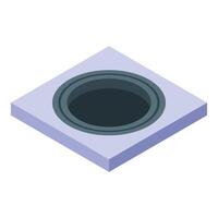 Empty manhole cover creating a dangerous hole in the street vector
