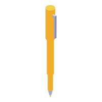 Yellow pen representing writing, drawing, and note taking in isometric view vector