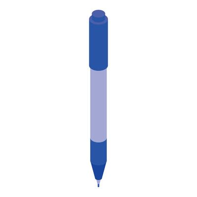 Blue pen standing on white background in isometric view