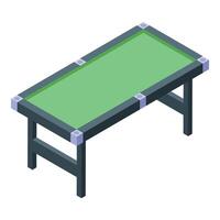Folding camping bed isometric showing resting place for traveler vector