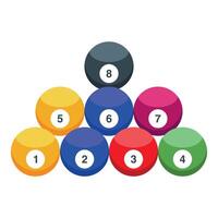 Billiard balls set in starting position forming a triangle vector
