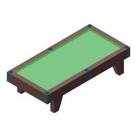 Empty billiard table with green surface and wooden frame in isometric view vector