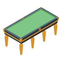 Empty billiard table with green surface and gold legs isometric view vector