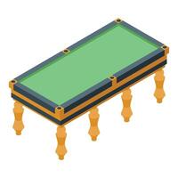 Empty billiard table with green surface and ornate wooden legs in isometric view vector