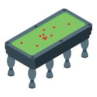 Snooker table with red balls showing playing activity in isometric view vector