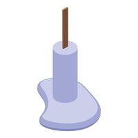 Melting popsicle with wooden stick on white background isometric projection vector